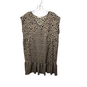 Jade By Jane Animal Leopard Print V-Neck Mini Dress Size 1X